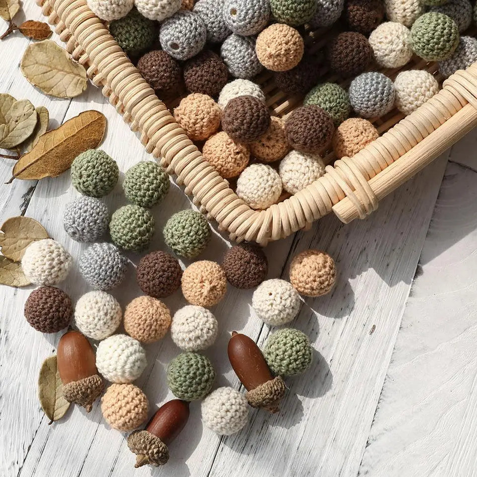 10Pc Baby Wooden Teethers Crochet Beads 20mm BPA Free Wood DIY Pacifier Chain Necklace Nurse Accessories And Gifts Baby Products