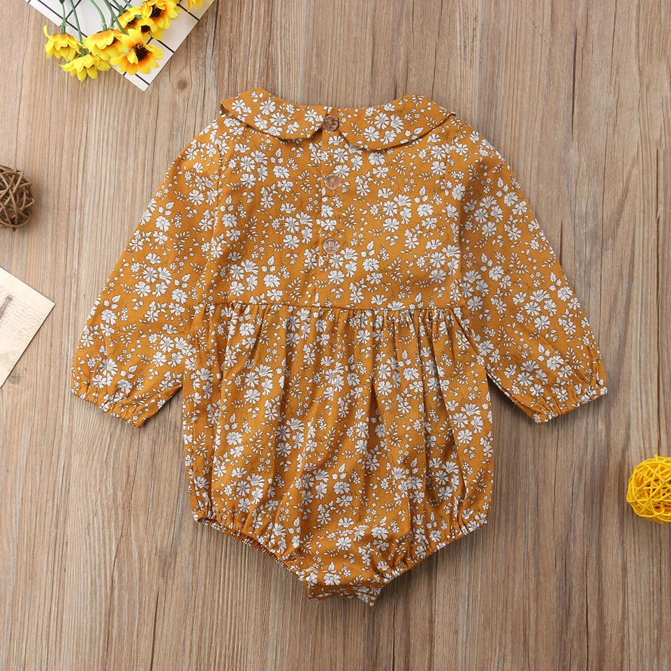 Newborn Baby Girls Clothing Infant Baby Girls Floral Rompers Long Sleeve Autumn Clothes Jumpsuit Playsuit