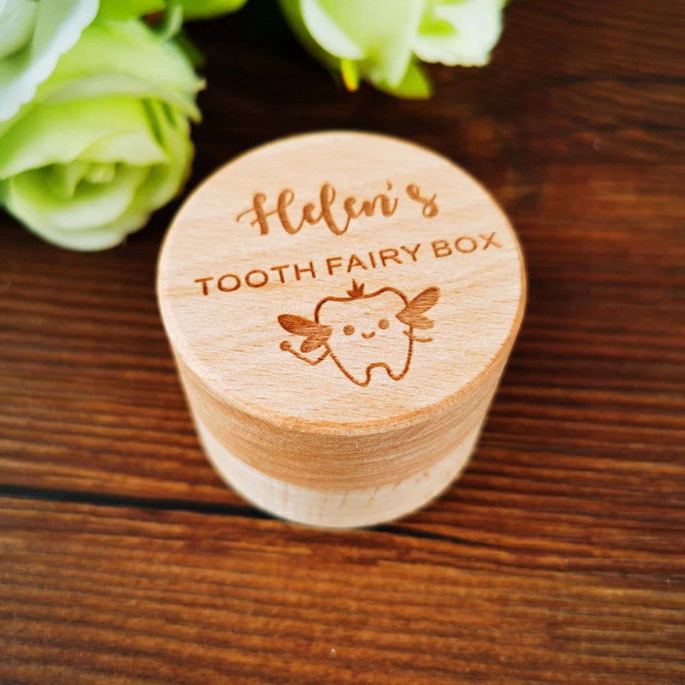 Custom Baby Wood Tooth Fairy Box  Organizer Milk Teeth Storage Collect Teeth Umbilica Save Gifts Baby Souvenir Gift  Keepsake