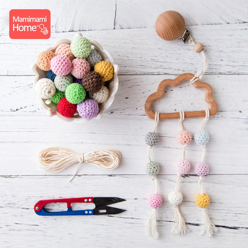 10Pc Baby Wooden Teethers Crochet Beads 20mm BPA Free Wood DIY Pacifier Chain Necklace Nurse Accessories And Gifts Baby Products