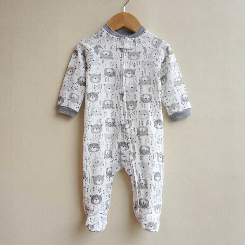Baby clothes pajamas double-headed zipper jumpsuit newborn baby boys romper cotton romper infants baby coverall 3-18M feetcover