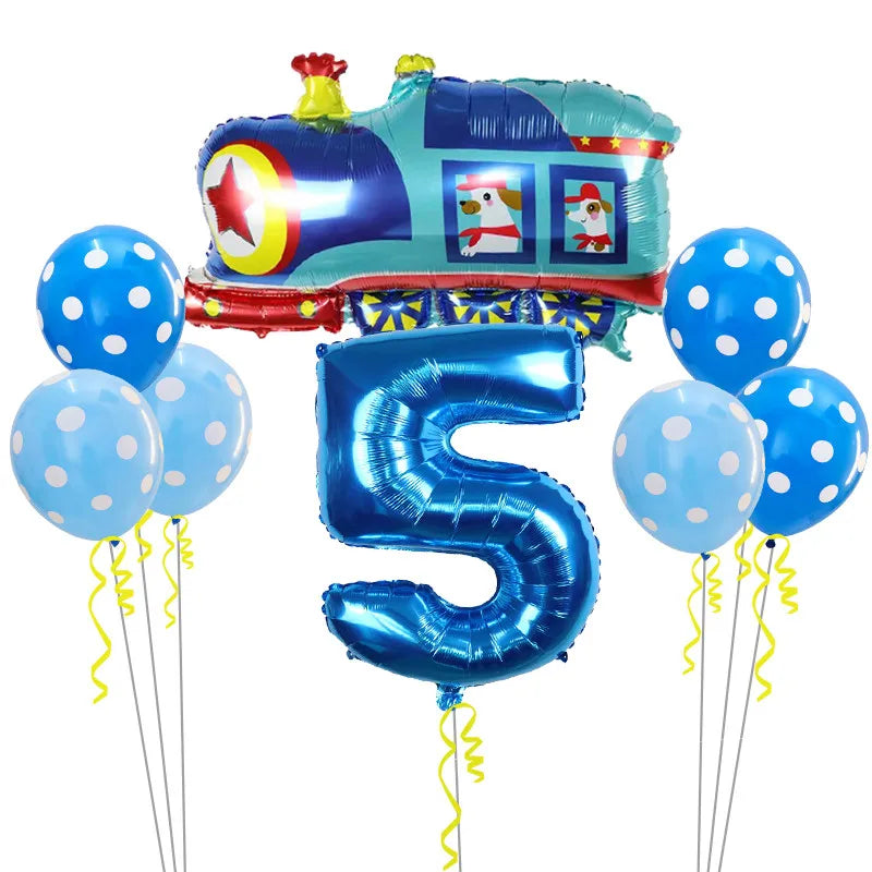 8Pcs Cartoon Car Foil Balloon Tank Train Shape Air Globos Home Birthday Party Decoration Supplies Kids Gifts Baby Shower Toys