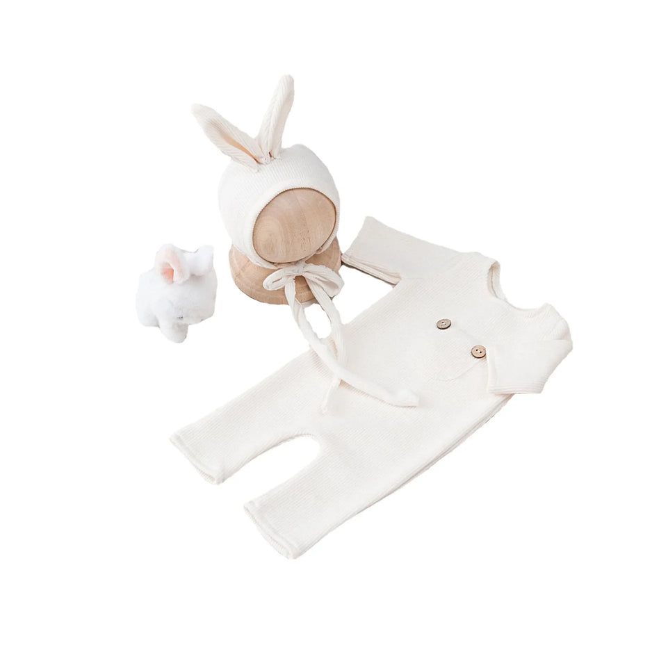 Newborn Photography Props Outfit Baby Romper Hat Set Infants Photo Shooting Beanies Bodysuit Clothes New Born Photography Props