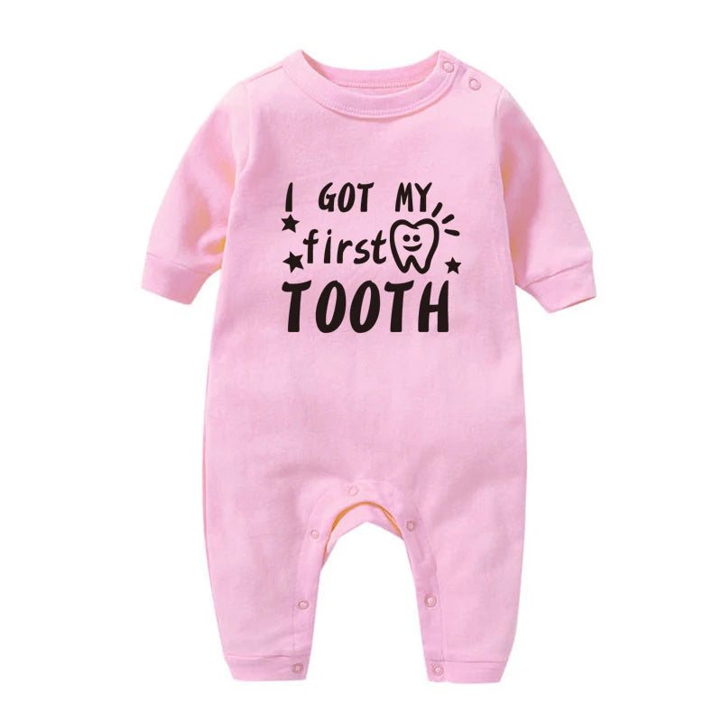 My First Tooth Baby Girl Winter Clothes Cotton Newborn Baby Boy Costume Long Sleeve Romper for Babies Infant Outfits Baby Gift