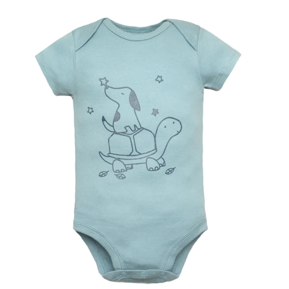 5Pieces Unisex Baby Bodysuits Fashion Body Suits Short Sleeve Newborn Infant Jumpsuit Cartoon Baby Boy Girl Clothes Set Summer