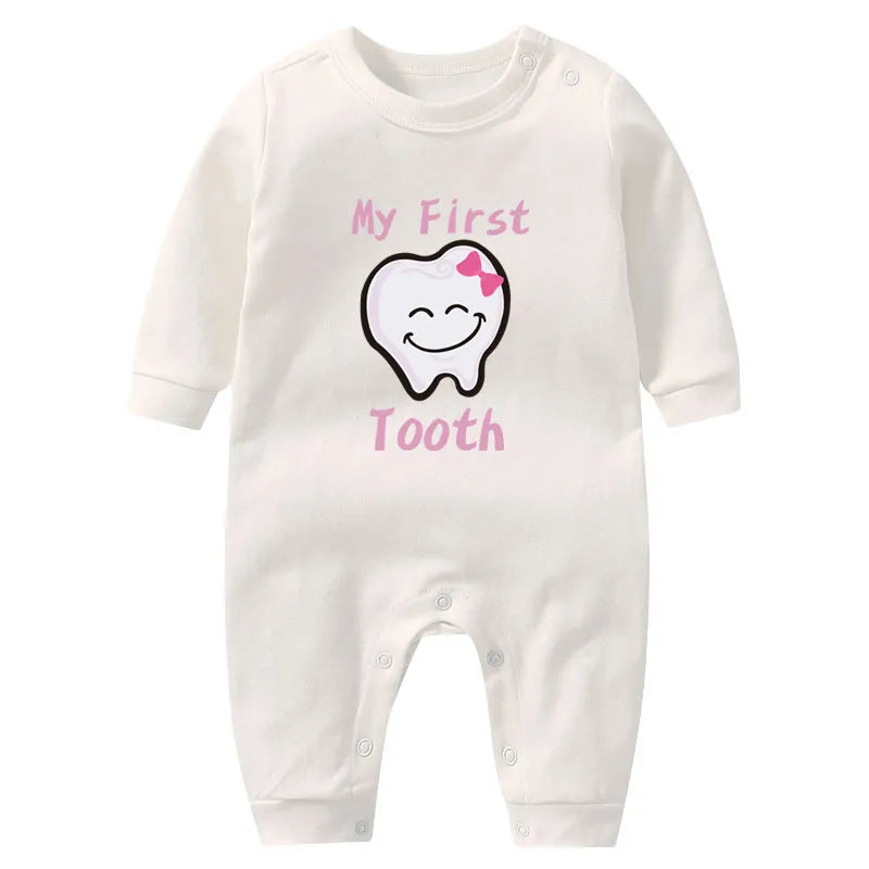 My First Tooth Baby Girl Winter Clothes Cotton Newborn Baby Boy Costume Long Sleeve Romper for Babies Infant Outfits Baby Gift
